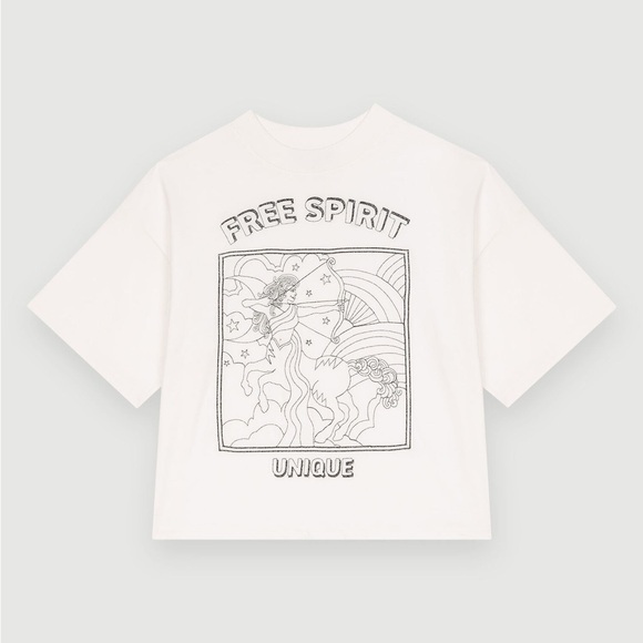 Maje Tops - Maje T-Shirt with Free Spirit Embroidery
